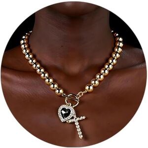 Gold and Silver Heart Pendant Necklace 18K Gold Plated